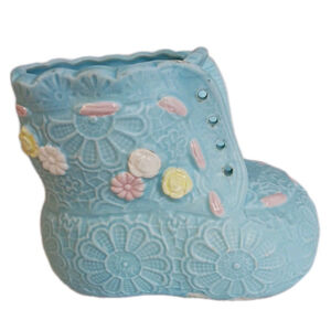 Napcoware Ceramic Baby Shoe Vase Planter Blue Pink Japan